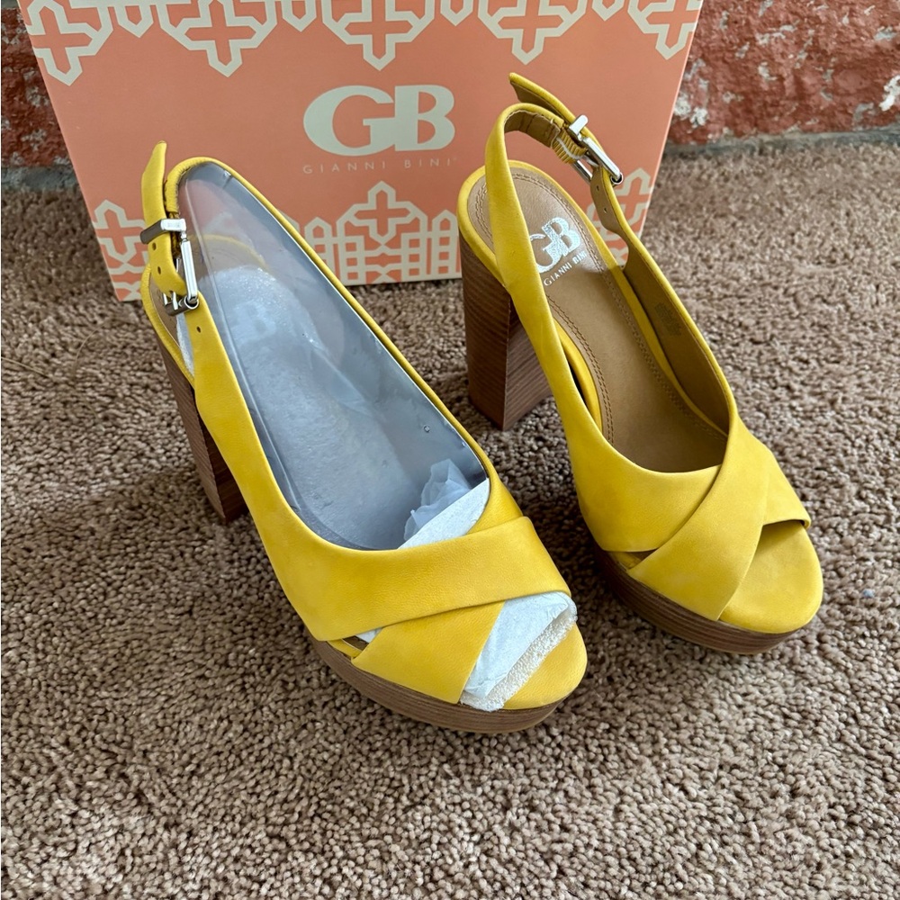 Gianni Bini Yellow Peep-Toe Heels